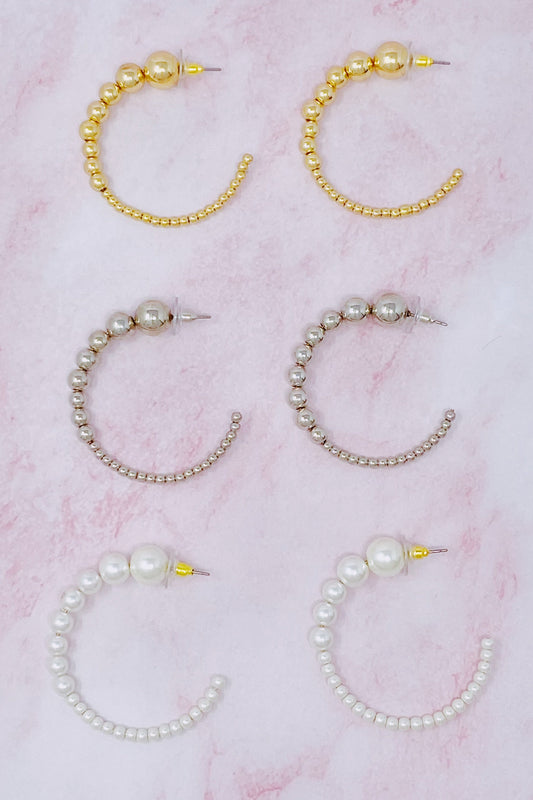 Gradation Bauble Hoop Earrings-1