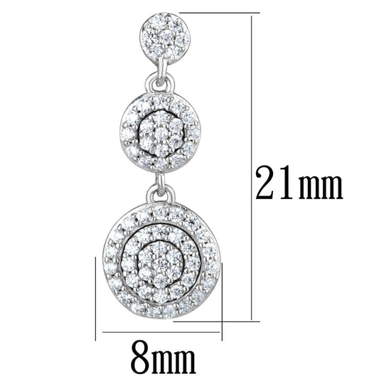TS494 - Rhodium 925 Sterling Silver Earrings with AAA Grade CZ in Clear-1